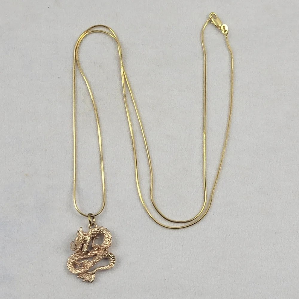 18k plated ropechain‎ dragon pendant necklace 30